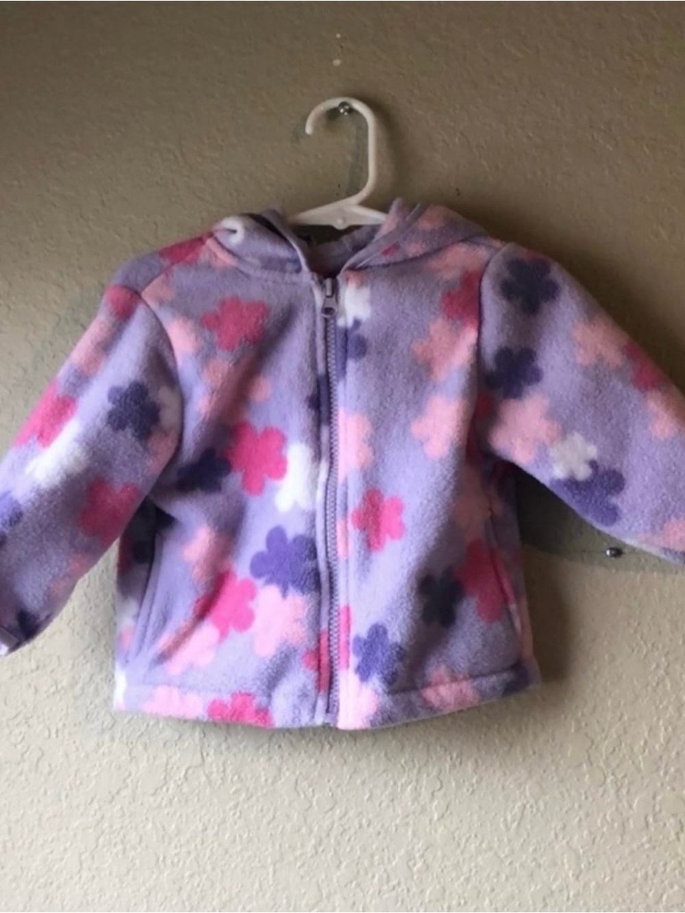 Circo Jacket Vintage Y2K Purple Floral Zip Fleece Hoodie Jacket Baby Girls 12 M